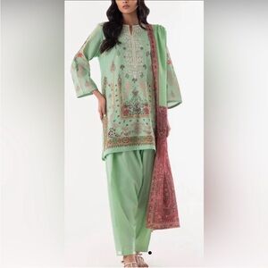 Sana Safinaz 3 piece stitched Pakistani suit in pistachio green
